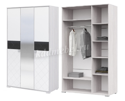 Шкаф распашной Сальма 3-х створчатый ШК-023 (Анкор светлый/Белый глянец)