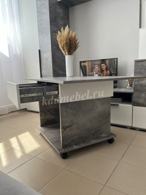 Стол журнальный Моника раскладной с ящиком (Айрон рок/Белый лофт)