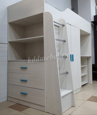 Кровать-чердак Каприз-8 с выкатным столом (Анкор белый)