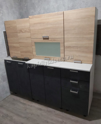 Кухня Бетоны 1,6 МДФ Белый (Дуб сонома/Бетон графит)