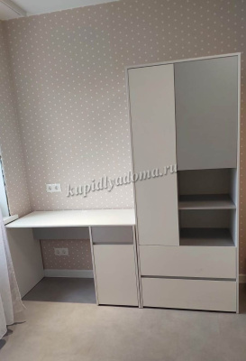 Стол письменный Торонто 12.149 (Белый шагрень/Стальной серый)