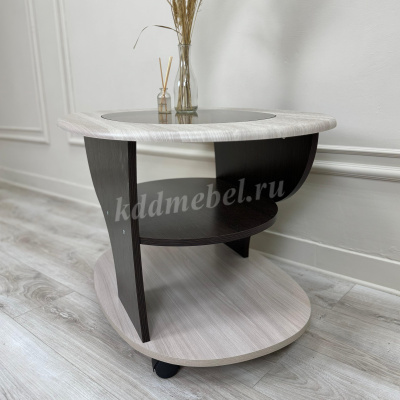 Стол журнальный СЖ-1 со стеклом (Ясень шимо светлый/Венге)