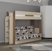 Кровать Колибри с диваном (Ясень шимо темный/Ясень шимо светлый/Буквы 2)