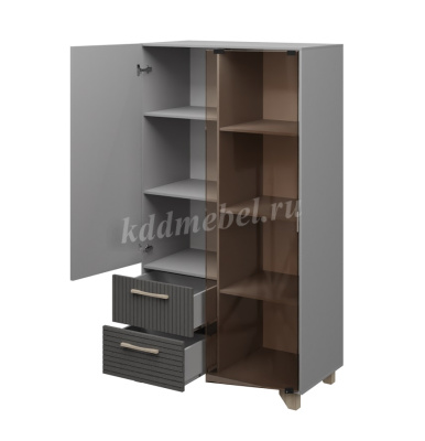 Стеллаж Копенгаген со стеклом (Белый/Серый графит)