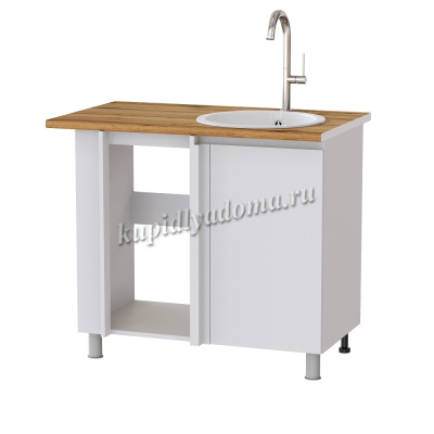 Шкаф нижний угловой мойка прямой угол ПУМП кухня Плейона без столешницы (Белый)