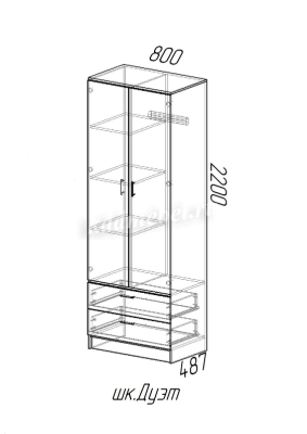 Шкаф Дуэт комбинированный (Дуб Вотан/Белый)
