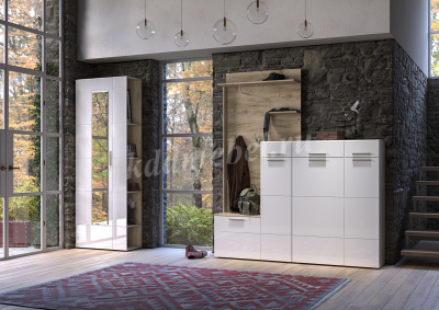 Шкаф для одежды Лайн 08.122 (Дуб серый крафт/Белый глянец)