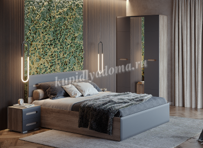 Кровать Наоми КР-11 1.6 без настила (Дуб каньон/Графит)