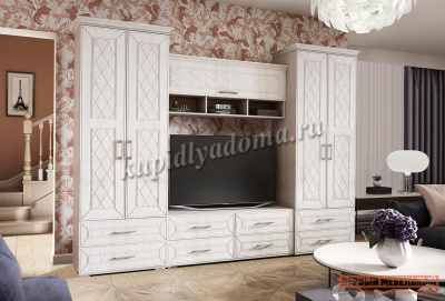 Гостиная Британика комплектация 3 без карниза (Дуб Атланта/Брашированный)