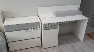 Стол письменный Торонто 12.149 (Белый шагрень/Стальной серый)