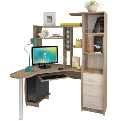 Стол компьютерный угловой Интел-9 (Ясень шимо темный/Ясень шимо светлый)