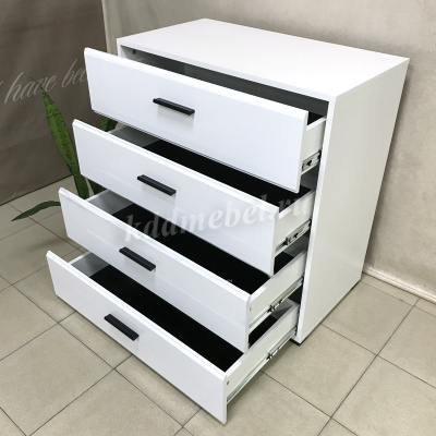 Комод Йорк 4 ящика (Белый жемчуг/Белый глянец)