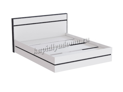 Кровать Аркон 1.6 с настилом (Белый/Бетон темный)
