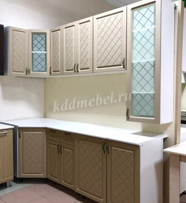 Кухня угловая Модена 1,35*1,85 МДФ (Кофе)