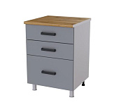 Шкаф нижний глубокий с 3 ящиками Г6РГ3 кухня Марбл без столешницы (Белый/Слоновая кость) 