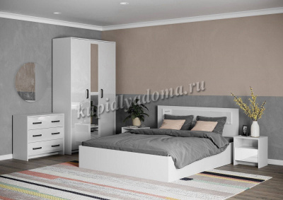 Спальный гарнитур Соня (Белый/Белый глянец)