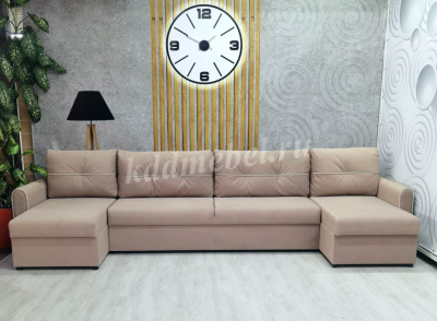 Угловой диван-кровать Амур ДУ комплектация 6 (Романо Мокко/Романо Беж)