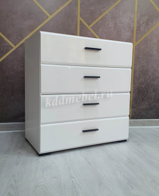 Комод Йорк 4 ящика (Белый жемчуг/Белый глянец)