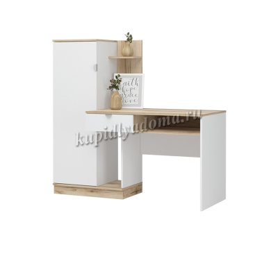 Стол компьютерный Юкки 1500 (Дуб делано/Белый шагрень)