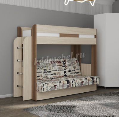 Кровать Колибри с диваном (Ясень шимо темный/Ясень шимо светлый/Буквы)