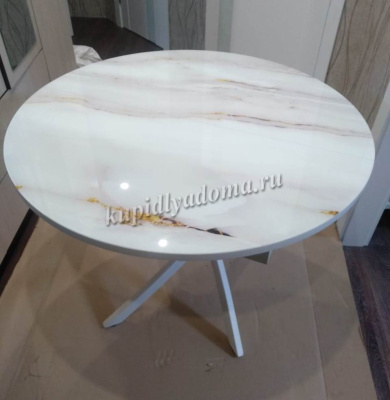 Стол обеденный раздвижной Арчи (Мрамор 691/Опоры белые)