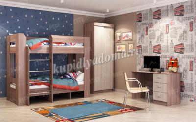 Кровать двухъярусная София 0.8 (Ясень шимо темный)