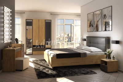 Комод широкий 02 Бруно (Дуб Вотан/Серый Графит)