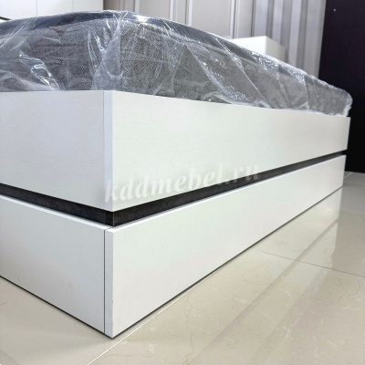 Кровать Аркон 1.6 с настилом (Белый/Бетон темный)