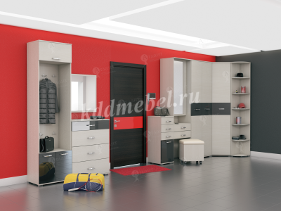 Пенал Сити-31 (Сосна карелия/Черный глянец)