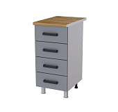 Шкаф нижний с 4 ящиками 4Р4 кухня Тоскана без столешницы (Белый/Дуб крафт золотой)