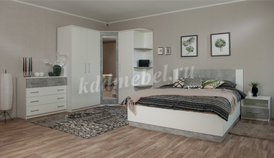 Шкаф угловой Аврора (Белый/Ателье светлый)