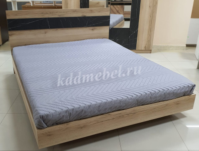 Кровать Омега 1.6 (Дуб делано светлый/камень Пьетра черный) 