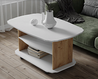 Стол журнальный Консул-2 (Дуб крафт золотой/Белый древесные поры)