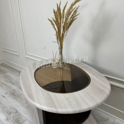 Стол журнальный СЖ-1 со стеклом (Ясень шимо светлый/Венге)