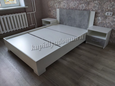 Кровать Аврора 1.6 (Белый/Ателье светлый)