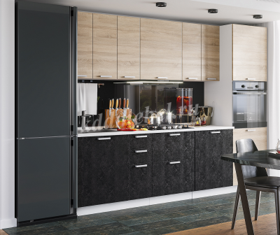 Кухня Бетоны 1,6 МДФ Белый (Дуб сонома/Бетон графит)