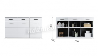 Комод Йорк 3д (Белый жемчуг/Белый глянец)