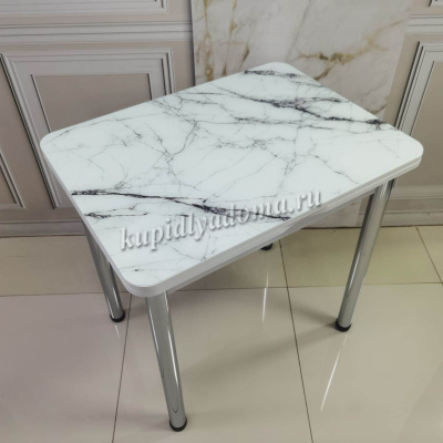Стол обеденный Д29 раскладной (Белый мрамор/Белый)