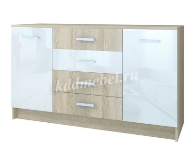 Комод Беатрис К-1400 (Дуб сонома/Белый глянец)