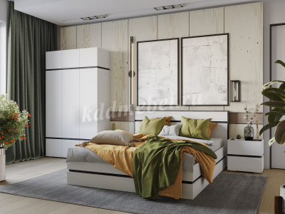 Кровать Аркон 1.6 с настилом (Белый/Бетон темный)