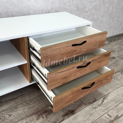 Тумба ТВ Парус-9 (Белый древесные поры/Дуб крафт золотой)