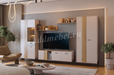 Шкаф двухдверный Доминика (Кашемир/Дуб крафт золотой)