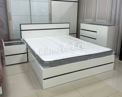 Кровать Аркон 1.6 с настилом (Белый/Бетон темный)