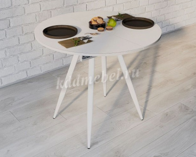 Стол обеденный раздвижной с фотопечатью Элип-1 (Белый/Подстолье конус белый)