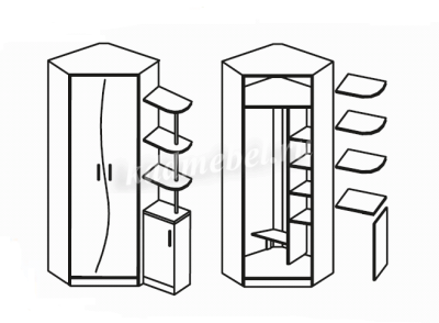 Шкаф угловой Немо левый (Ясень шимо темный/Ясень шимо светлый)