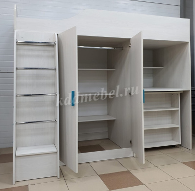 Кровать-чердак Каприз-8 с выкатным столом (Анкор белый)