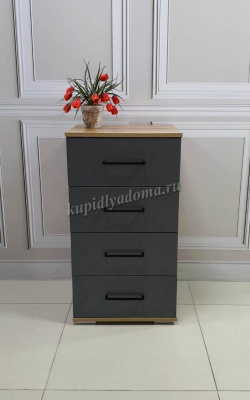 Комод узкий 01 Бруно (Дуб Вотан/Серый Графит)