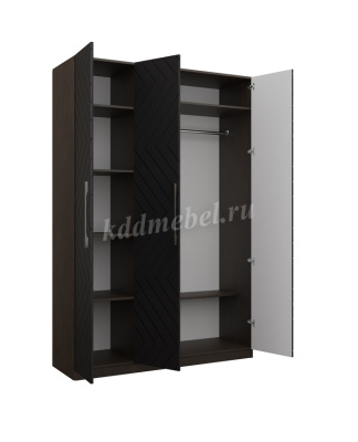 Шкаф 3-х створчатый Копенгаген (Венге/Черный матовый)