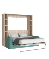 Раскладушка-плюс откр_Сонома+Белый с диваном+белье_зеленый