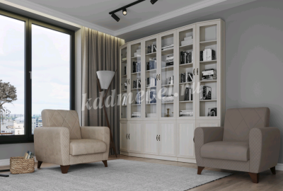 Шкаф комбинированный Оливия В-19 (Вудлайн кремовый)